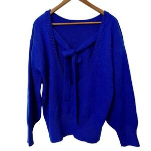 Womens Backless Tie Back‎ Sweater Long Sleeve Knit Pullover Top